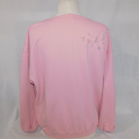 VTG 90s Northern Reflections Womens L Pink Floral Glitter detail  Sweatshirt - Picture 11 of 13